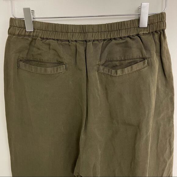 NWOT KAREN KANE Pants Army Green Stretch Waist Band Zipper Tencel Size Small - Picture 7 of 10